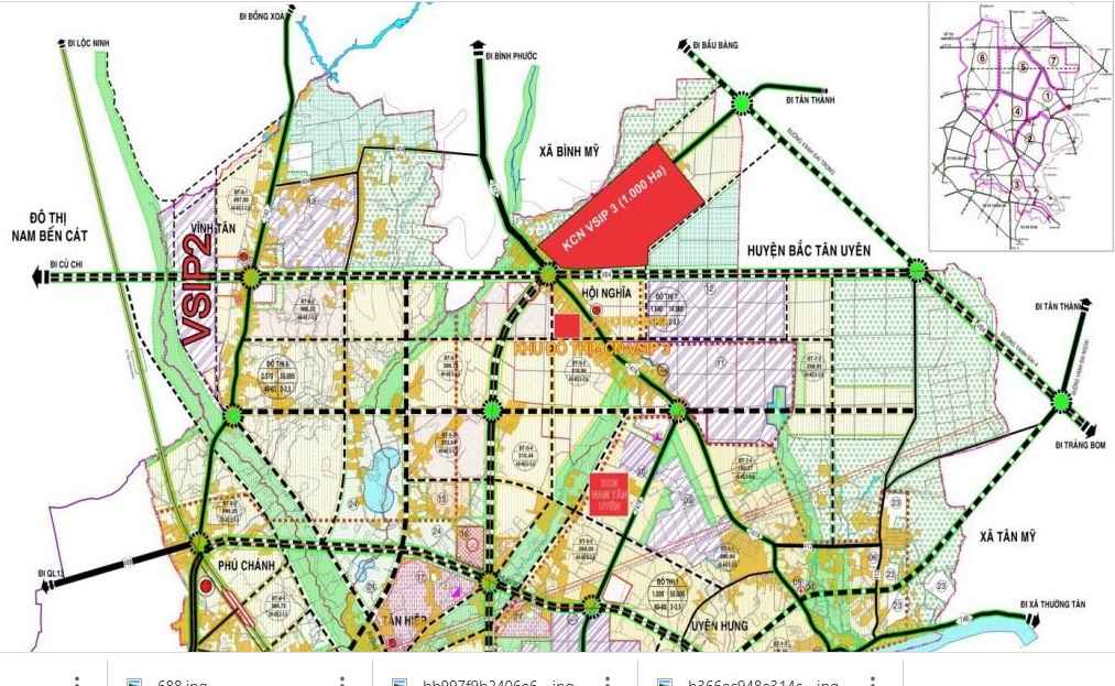 Sơ đồ phát triển đô thị theo giai đoạn của thị xã Tân Uyên đến sau năm 2030