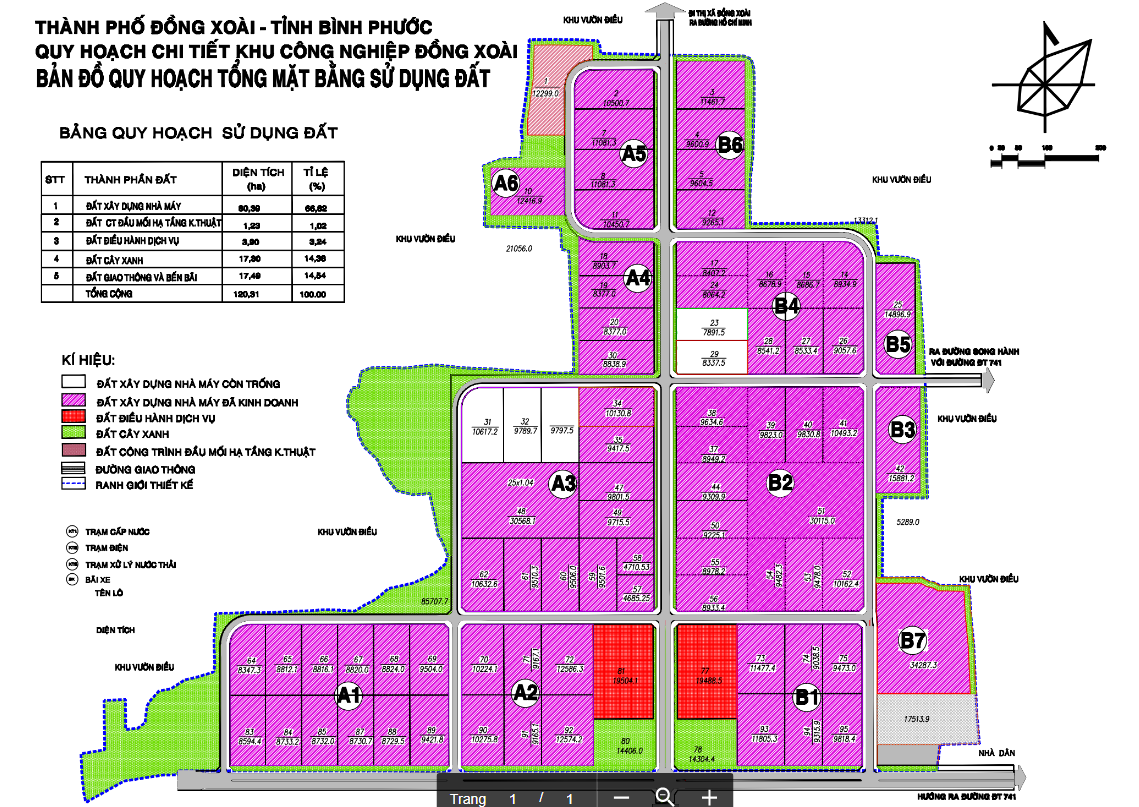 Cho thuê 38.992,6 m2 đất khu thương mại dịch vụ trong, KCN Đồng Xoài III, Binh Phước