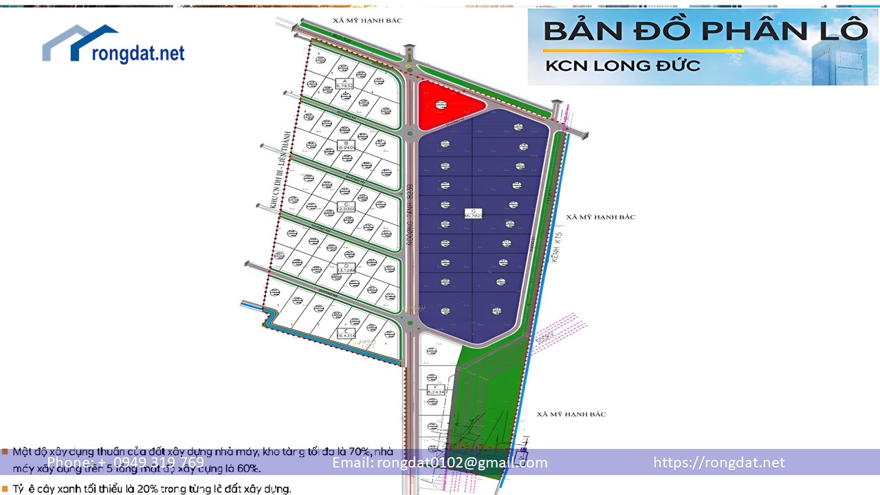 Bán 1 – 10 ha đất trong Khu Công Nghiệp Đức Hoà 3 – Long Đức, Long An