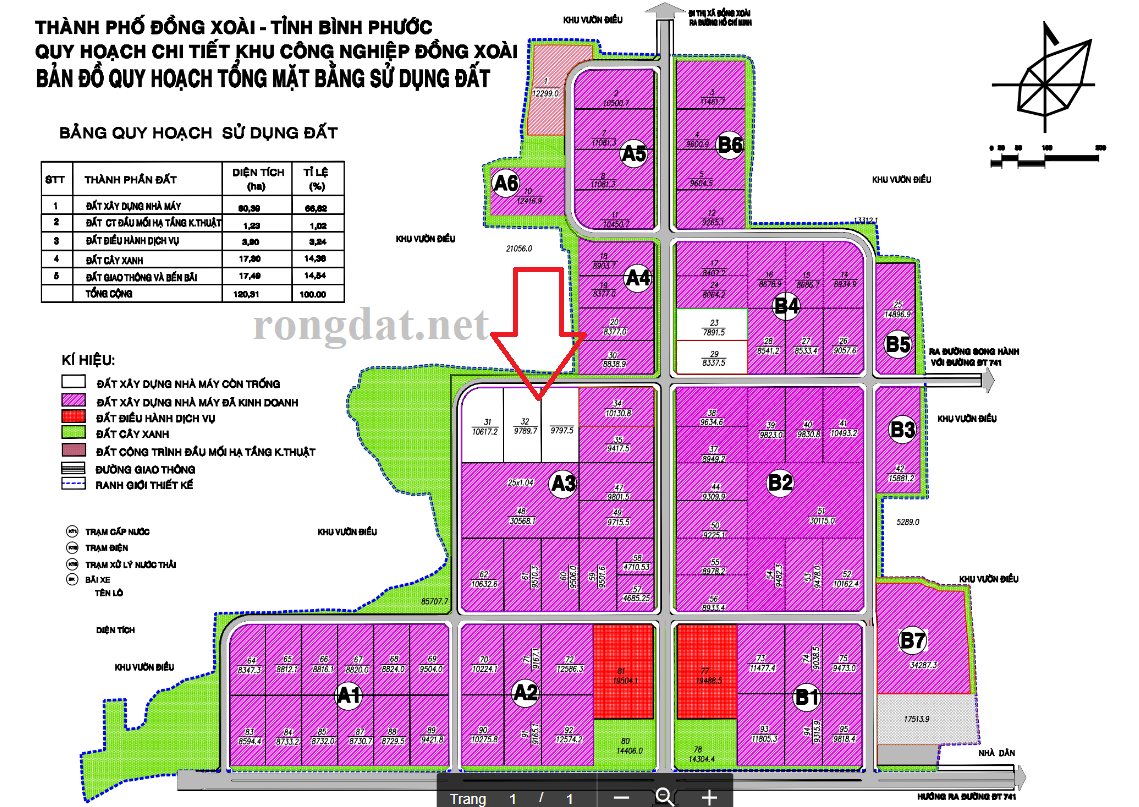 Cho thuê 19.587.2 m2 đất trong khu công nghiệp Đồng Xoài III, Bình Phước