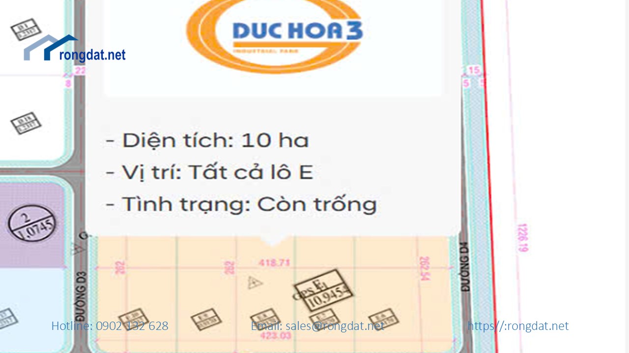 Bán 10 ha Đất Tại KCN Đức Hòa III – Slico, Tỉnh Long An