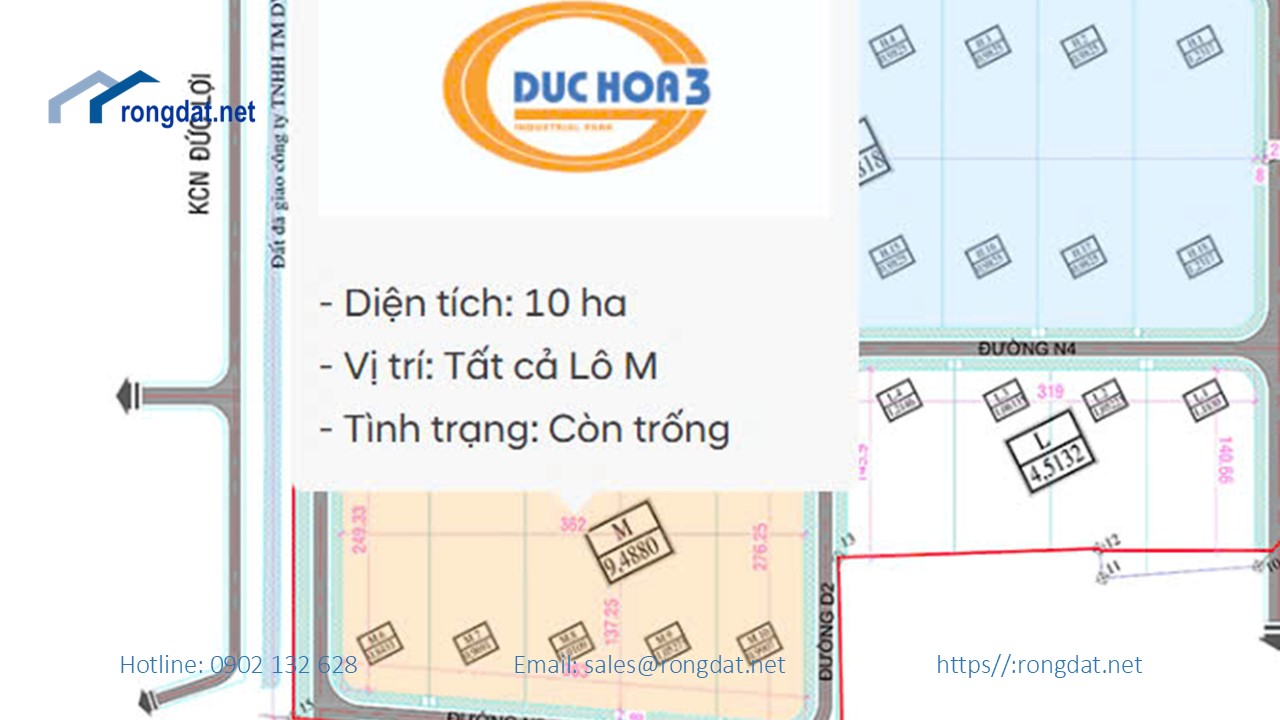 BÁN 10 HA ĐẤT TẠI KHU CÔNG NGHIỆP ĐỨC HÒA III – SLICO, LONG AN