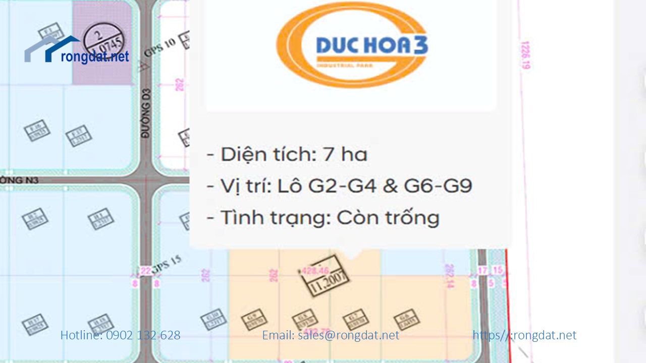 Bán 7 ha đất tại Khu Công Nghiệp Đức Hòa III- Slico, Tỉnh Long An